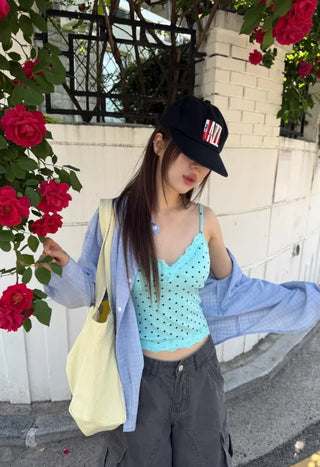 [4 colors] Dot Pad Bra Top