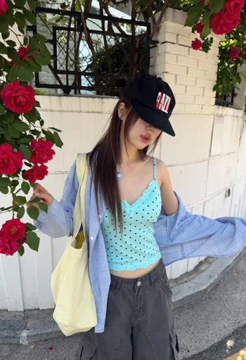 [4 colors] Dot Pad Bra Top
