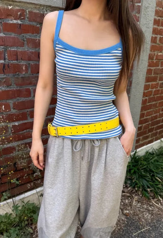 [5 colors] Two-way stripe sleeveless top