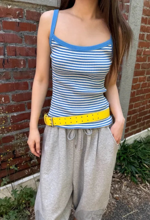 [5 colors] Two-way stripe sleeveless top