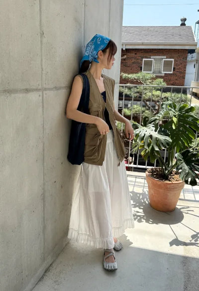 [3 colors] Multi-pocket nylon vest