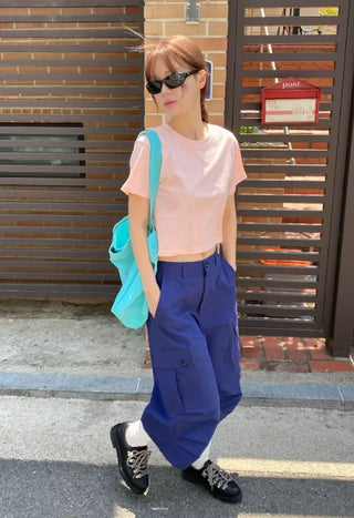 [15 colors] Candy Cotton Crop T-shirt