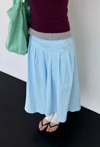 [3 colors] Double Waist Pleated Skirt