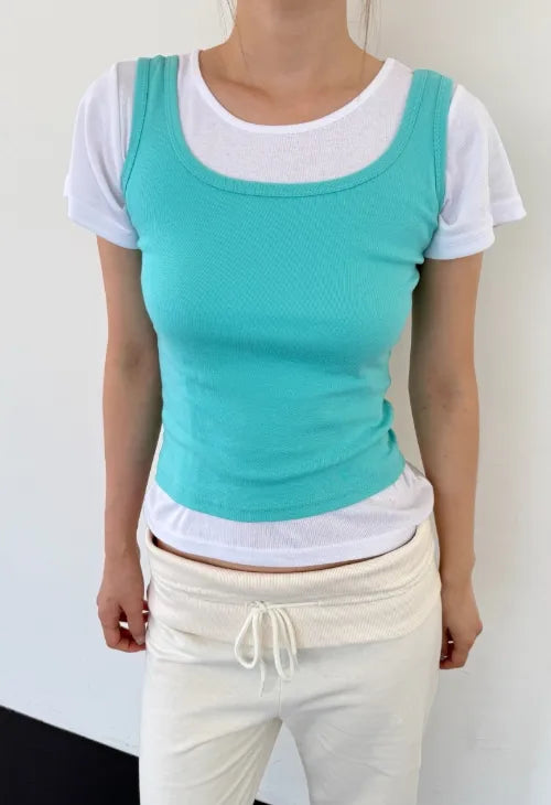 [9 colors] Round Sleeveless Top