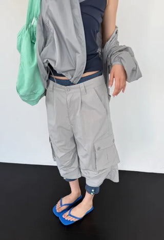 [2 colors] Half Cargo Bermuda Pants