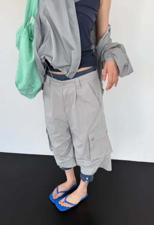 [2 colors] Half Cargo Bermuda Pants