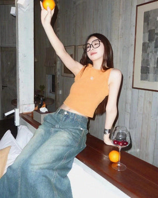 multi-color knitted sling top