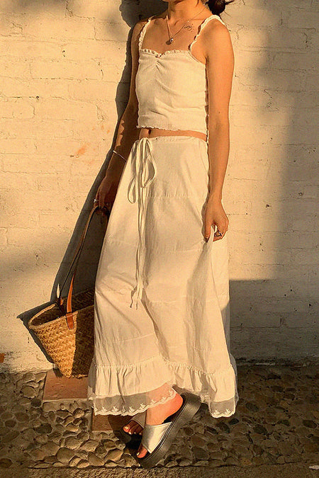 Lace splice maxi skirt