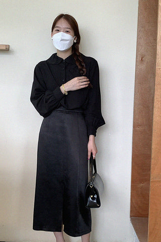 lotus leaf collar tencel shirt