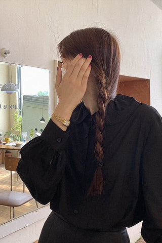 lotus leaf collar tencel shirt