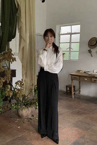 lotus leaf collar tencel shirt