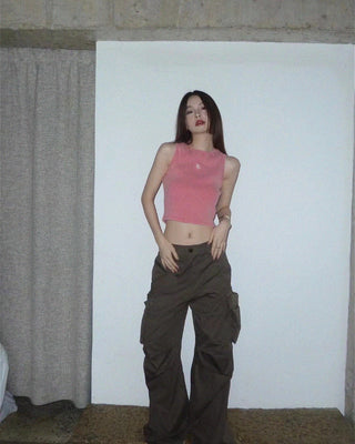 multi-color knitted sling top