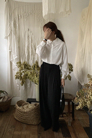 lotus leaf collar tencel shirt