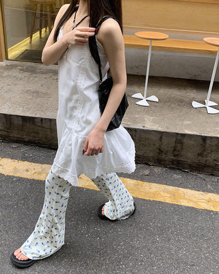 slim floral flared pants