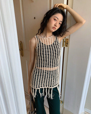 tassel knitted vest