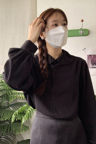 lotus leaf collar tencel shirt