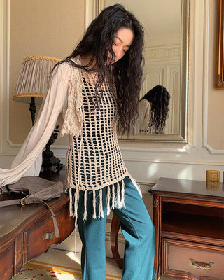 tassel knitted vest