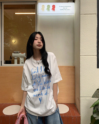 loose creative letter T-Shirt