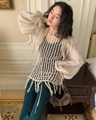 tassel knitted vest