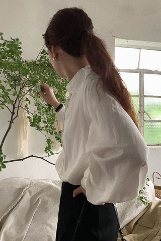 lotus leaf collar tencel shirt