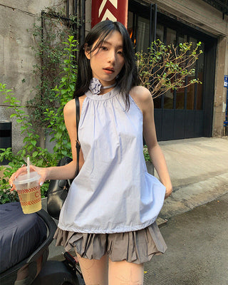 Off-Shoulder Halter Neck Top