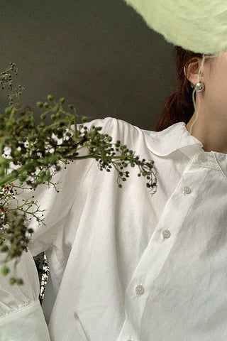 lotus leaf collar tencel shirt