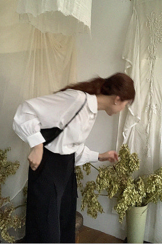 lotus leaf collar tencel shirt