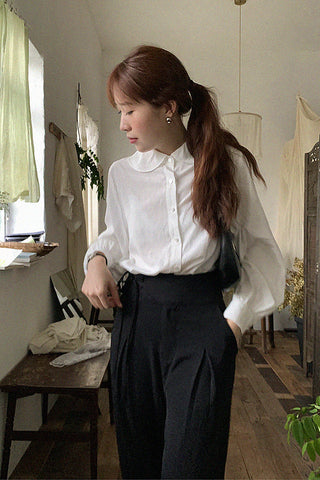 lotus leaf collar tencel shirt