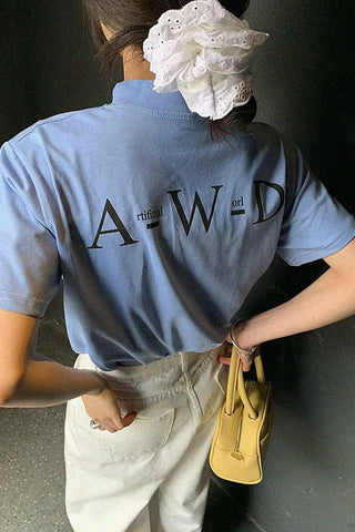 turtleneck letter print t-shirt