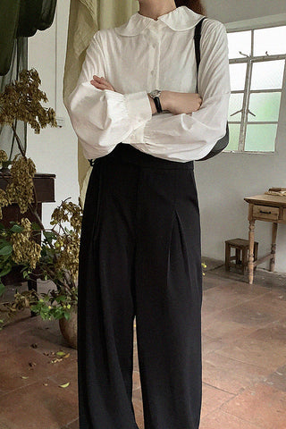 lotus leaf collar tencel shirt