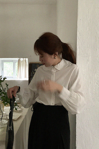 lotus leaf collar tencel shirt