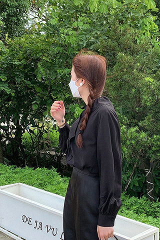 lotus leaf collar tencel shirt