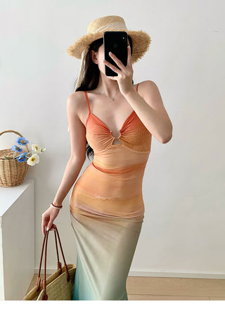 mesh printing slip Dress