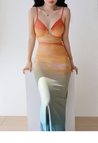 mesh printing slip Dress