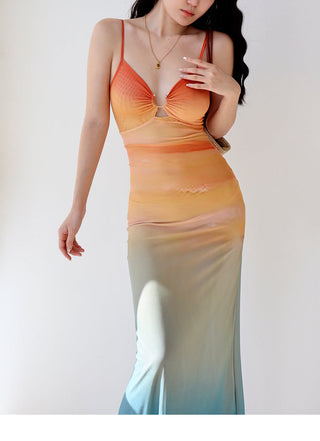 mesh printing slip Dress