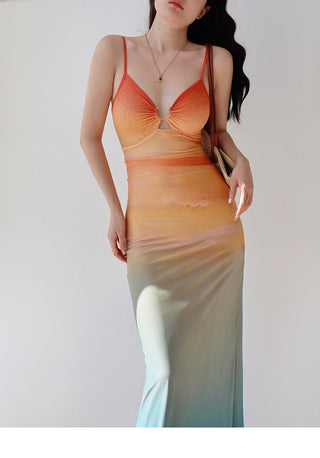 mesh printing slip Dress