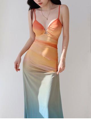 mesh printing slip Dress