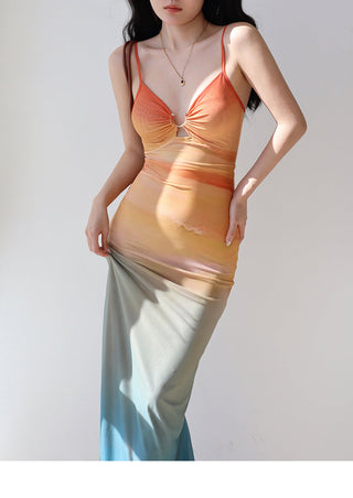 mesh printing slip Dress