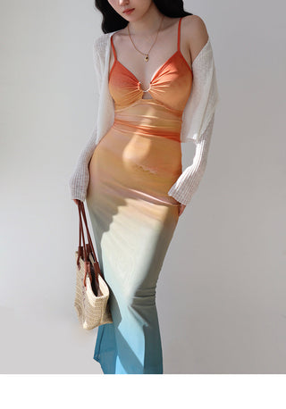 mesh printing slip Dress