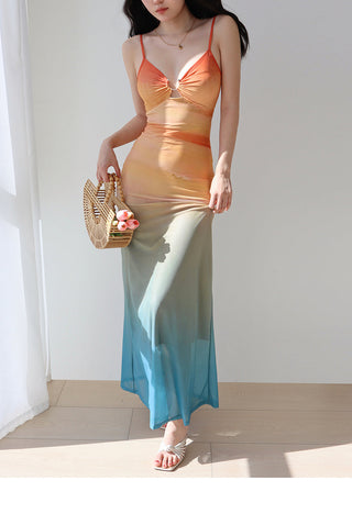 mesh printing slip Dress