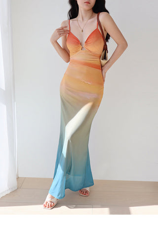 mesh printing slip Dress