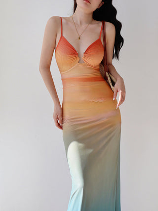 mesh printing slip Dress