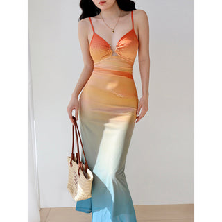 mesh printing slip Dress