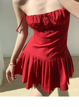 red low-cut sling Dress