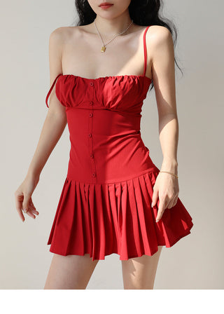 red low-cut sling Dress