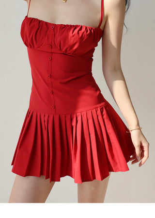red low-cut sling Dress