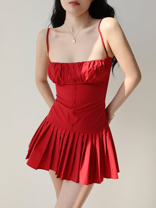 red low-cut sling Dress