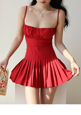red low-cut sling Dress