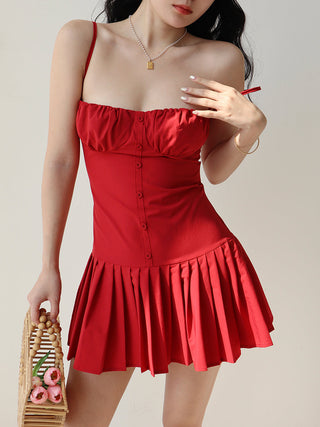 red low-cut sling Dress