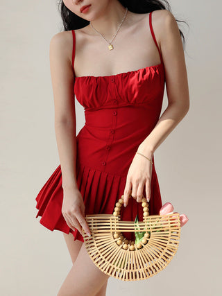 red low-cut sling Dress